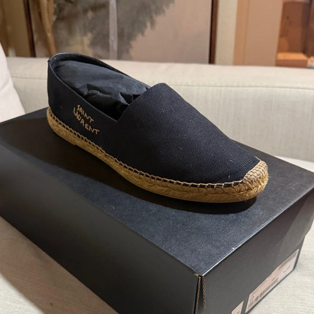 Saint Laurent Black Canvas Loafers - Picture 1 of 7